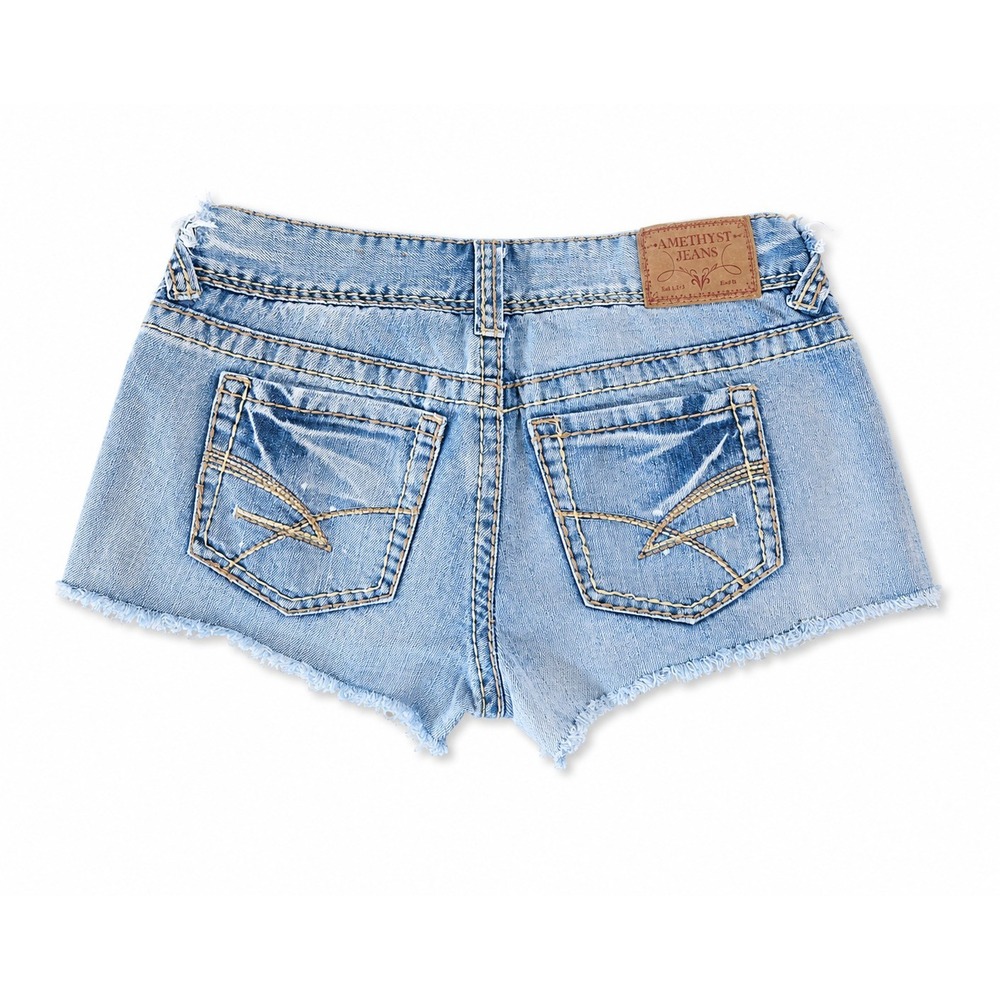 Y2K Amethyst Cutoff Denim Shorts Low Rise Distressed Light Wash Women's Size 5 - Picture 2 of 6